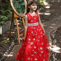 Kids Girls' Party Dress Solid Color Sequin Sleeveless Graduation Pegeant Sequins Daily Princess Beautiful Cotton Knee-length Party Dress Spring Fall Winter 4-12 Years White Pink Red Lightinthebox - thumbnail