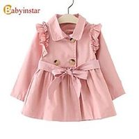 babyinstar new spring girls clothe double breasted trench outwear fashion jacket children clothing kids female outfit girls coat y0810 Lightinthebox - thumbnail