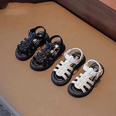 Girls' Sandals Daily Casual Children's Day School Shoes PU Big Kids(7years ) Little Kids(4-7ys) School Daily Black Beige Summer Spring miniinthebox