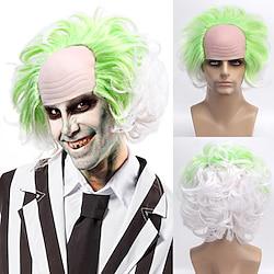 Men's Betelgeuse 2 Cosplay Short Fluffy Wavy Clown Bald Wig For Halloween Party Costume wigs For Adult Lightinthebox