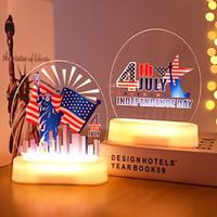 Independence Day 3D Flag LED Night Light Tabletop Ornament USB/Battery Powered Holiday Home Decoration Lightinthebox