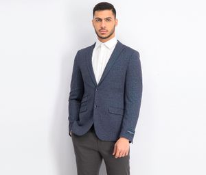 Mens Skinny Fit Plaid Blazer  Navy