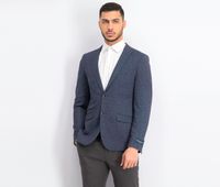 Mens Skinny Fit Plaid Blazer  Navy - thumbnail