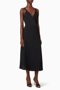 Chiffon Pleated Wrap Dress