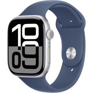 Apple Watch Series 10, GPS 42mm Silver Aluminum Case, with Denim Sport Band - M/L