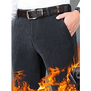 Men's Dress Pants Fleece Pants Corduroy Pants Trousers Suit Pants Pocket Plain Comfort Breathable Outdoor Daily Going out Fashion Casual Black Dark Gray miniinthebox
