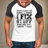 Color Block I Fix Stuff Fashion Designer Casual Men's 3D Print Short Sleeve Shirt T shirt Tee Tee Top Daily Holiday Vacation T shirt Black White Light Grey Short Sleeve Crew Neck Shirt Summer Lightinthebox
