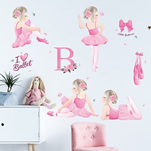 Dancing Girl Ballet Shoes Wall Stickers Living Room Kids Room Kindergarten Removable Pre-pasted PVC Home Decoration Wall Decal Lightinthebox