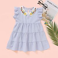 Kids Toddler Little Girls' Dress Solid Colored Print Blue Knee-length Sleeveless Active Dresses Summer Regular Fit 2-8 Years Lightinthebox - thumbnail