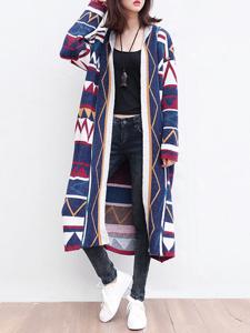 Printed Long Sleeves Knitted Cardigans