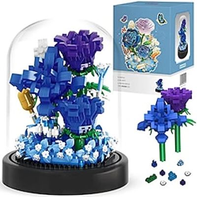 Flower Bouquets Building Sets 630PCS Building Blocks Blue Rose Building Bricks with Dust Cover Valentine's Day Gifts for Mom Lover Wife Lightinthebox