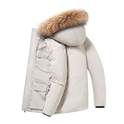 Women's Parka Puffer Jacket Cropped Thicken Winter Coat Thermal Warm Heated Coat Windproof Zip up Coat with Fur Collar Hood Outdoor Hiking Outerwear Long Sleeve Fall Black Beige Red Lightinthebox