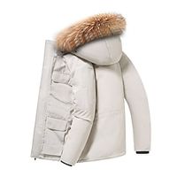 Women's Parka Puffer Jacket Cropped Thicken Winter Coat Thermal Warm Heated Coat Windproof Zip up Coat with Fur Collar Hood Outdoor Hiking Outerwear Long Sleeve Fall Black Beige Red Lightinthebox - thumbnail