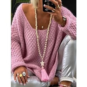 Women's Sweater Dress Jumper Dress Winter Dress Mini Dress Warm Plain Outdoor Home Daily Vacation U Neck Long Sleeve 2023 Loose Fit Pink khaki S M L XL XXL 3XL 4XL 5XL Lightinthebox