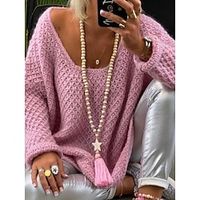 Women's Sweater Dress Jumper Dress Winter Dress Mini Dress Warm Plain Outdoor Home Daily Vacation U Neck Long Sleeve 2023 Loose Fit Pink khaki S M L XL XXL 3XL 4XL 5XL Lightinthebox - thumbnail