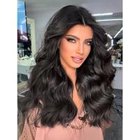 Black Wigs with Bangs for Women Long Wavy Wigs with Curtain Bangs Natural Wig Heat Resistant Charming Synthetic Hair for Daily Party Use 22 inches Lightinthebox