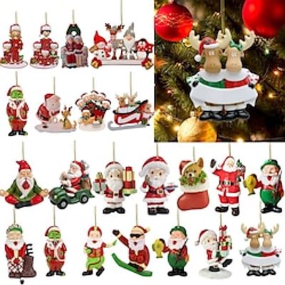 Christmas Decoration Christmas Tree Pendant, Santa Claus Car Rearview Mirror Bag Ornament, New Year Gift , Pendant Decor Ornament, Scene Decor, Room Decor, 2D Acrylic XMAS Holiday Party Decor Lightinthebox