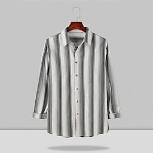 Men's Shirt Striped Turndown Black / White Long Sleeve Print Daily Holiday Button-Down Tops Simple Casual Comfortable miniinthebox