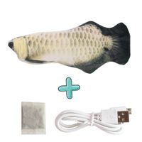 For Pet Realistic Flopping Electric Fish With Usb Charging Toy For Cats - White And Black