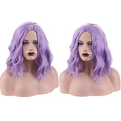 Synthetic Wig Deep Wave Middle Part Wig Short Purple Synthetic Hair Women's Cosplay Party Fashion Purple Lightinthebox