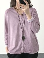 Casual Loose Solid Color V-neck Women Shirts