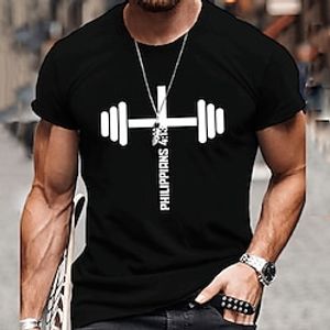 Dumbbell Black White Red T shirt Tee Men's Graphic Cotton Blend Shirt Sports Classic Shirt Short Sleeve Comfortable Tee Sports Outdoor Holiday Summer Fashion Designer Clothing S M L XL XXL XXXL Lightinthebox