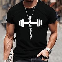 Dumbbell Black White Red T shirt Tee Men's Graphic Cotton Blend Shirt Sports Classic Shirt Short Sleeve Comfortable Tee Sports Outdoor Holiday Summer Fashion Designer Clothing S M L XL XXL XXXL Lightinthebox - thumbnail