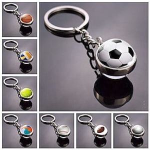 Sports Ball Keychain Set - Basketball, Volleyball, Baseball, Tennis - Durable Glass Spherical Pendants for Sports Fans and Athletes Lightinthebox