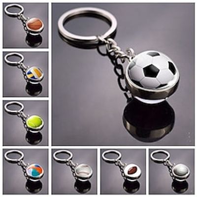Sports Ball Keychain Set - Basketball, Volleyball, Baseball, Tennis - Durable Glass Spherical Pendants for Sports Fans and Athletes Lightinthebox