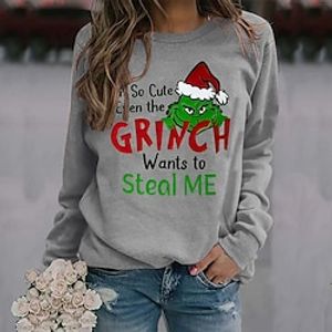 Women's Sweatshirt Pullover Streetwear Gray White Graphic Grinch Christmas Round Neck Long Sleeve S M L XL 2XL 3XL Lightinthebox