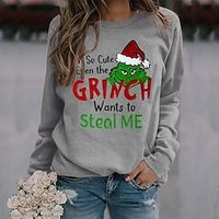 Women's Sweatshirt Pullover Streetwear Gray White Graphic Grinch Christmas Round Neck Long Sleeve S M L XL 2XL 3XL Lightinthebox - thumbnail