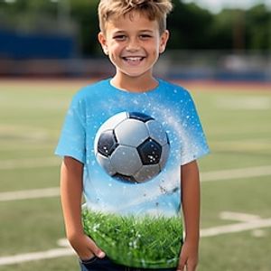 Boys 3D Football Tee Shirt Short Sleeve 3D Print Summer Spring Active Sports Fashion Polyester Kids 3-12 Years Crew Neck Outdoor Casual Daily Regular Fit Lightinthebox