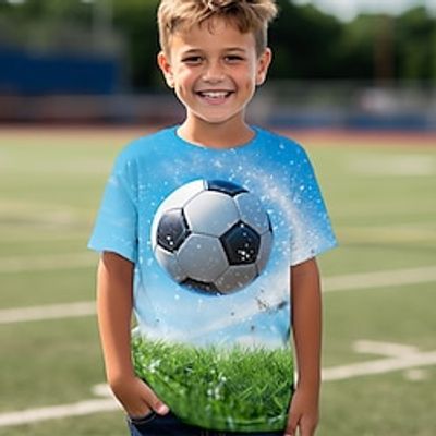 Boys 3D Football Tee Shirt Short Sleeve 3D Print Summer Spring Active Sports Fashion Polyester Kids 3-12 Years Crew Neck Outdoor Casual Daily Regular Fit Lightinthebox