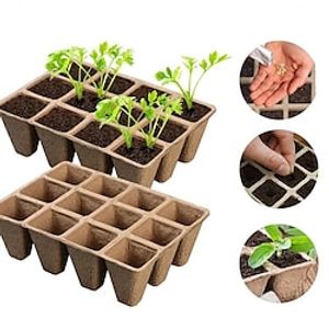 10 Pack Seed Starter Kit, 120Cell Compostable Planter Nursery Pots, Organic Biodegradable Seedling Trays Gardening Germination Tray Mini Propagator Plant Grow Kit Pots Plug Tray Starting Trays Lightinthebox