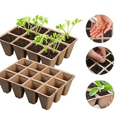 10 Pack Seed Starter Kit, 120Cell Compostable Planter Nursery Pots, Organic Biodegradable Seedling Trays Gardening Germination Tray Mini Propagator Plant Grow Kit Pots Plug Tray Starting Trays Lightinthebox