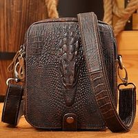 Men's Crossbody Bag Shoulder Bag Messenger Bag Nappa Leather Cowhide Daily Zipper Solid Color Black / Gold Coffee miniinthebox - thumbnail