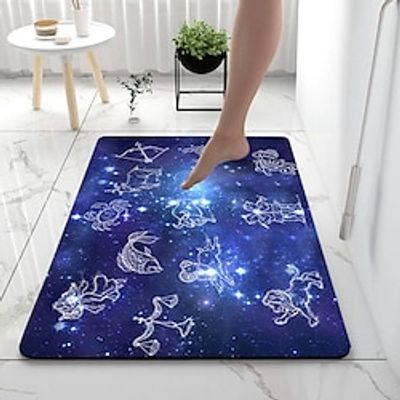 Starry Constellation Diatomaceous Earth Bath Mat Soft Mat Rubber Anti-Slip Fast Dry Super Absorbent Thin Bathroom Mat for Under Door - Bathroom Floor Mat Rug Bathtub Front Shower Mat Sink miniinthebox