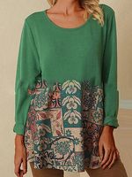 Fashion color matching casual round neck dress - thumbnail