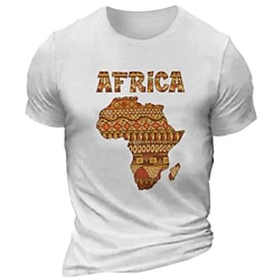 Map Ethic  African Black White T shirt Tee Men's Graphic Cotton Blend Shirt Sports Classic Shirt Short Sleeve Comfortable Tee Sports Outdoor Holiday Summer Fashion Designer Clothing S M L XL XXL XXXL Lightinthebox