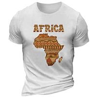 Map Ethic  African Black White T shirt Tee Men's Graphic Cotton Blend Shirt Sports Classic Shirt Short Sleeve Comfortable Tee Sports Outdoor Holiday Summer Fashion Designer Clothing S M L XL XXL XXXL Lightinthebox - thumbnail