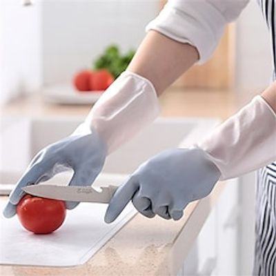 3 Pairs Household Dishwashing Gloves Rubber Laundry Waterproof Gloves Rubber Leather Household Cleaning Rubber Gloves Non Slip Kitchen Gloves Lightinthebox