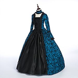 Princess Maria Antonietta Floral Style Rococo Victorian Renaissance Vacation Dress Dress Party Costume Masquerade Women's Costume Blue Vintage Cosplay Christmas Halloween Party / Evening 3/4 Length miniinthebox