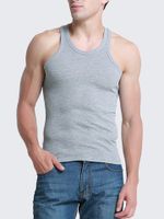 Mens Sexy Basic Training Tops Cotton Sports Fitness Vest Solid Color Skinny Tank Tops