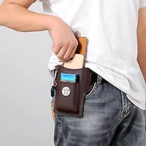 Phone Case For Apple AirTag Xiaomi Apple Waist Bag  Waist pack Universal Portable Clip On Phone Case Anti-lost Retro Word  Phrase PU Leather Lightinthebox