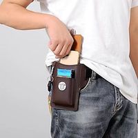 Phone Case For Apple AirTag Xiaomi Apple Waist Bag  Waist pack Universal Portable Clip On Phone Case Anti-lost Retro Word  Phrase PU Leather Lightinthebox - thumbnail