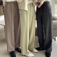 Women's Dress Pants Wide Leg Pants Trousers Full Length Fashion Streetwear Office Office  Career Dark-Gray Light Brown S M Fall Winter Lightinthebox - thumbnail