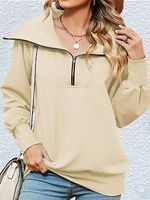 Women's Zippered Large Lapel Shawl Pullover Sweatshirt