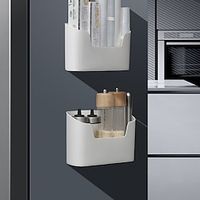 Punch Free Wall Mounted Storage Box Storage Box Kitchen Bathroom Miscellaneous Items Plastic Cabinet Door Storage And Organization Box Lightinthebox - thumbnail