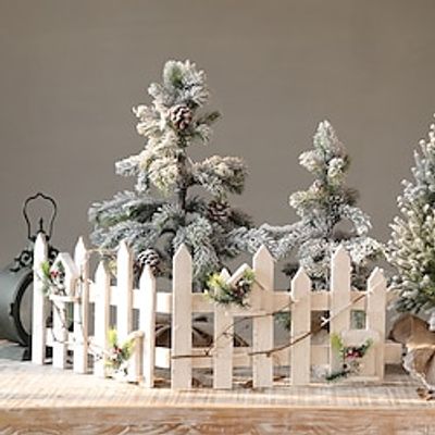 Christmas Tree Fence Wooden White Fence Decoration Window Partition Small Fence Small Wooden Fence Christmas Decoration Lightinthebox
