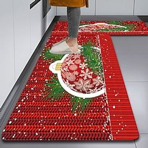 Red Christmas Doormat Non-Slip Oil Proof Rug Indoor Outdoor Xmas Mat Bedroom Decor Bathroom Mat Entrance Rug Door Mat Bedroom miniinthebox